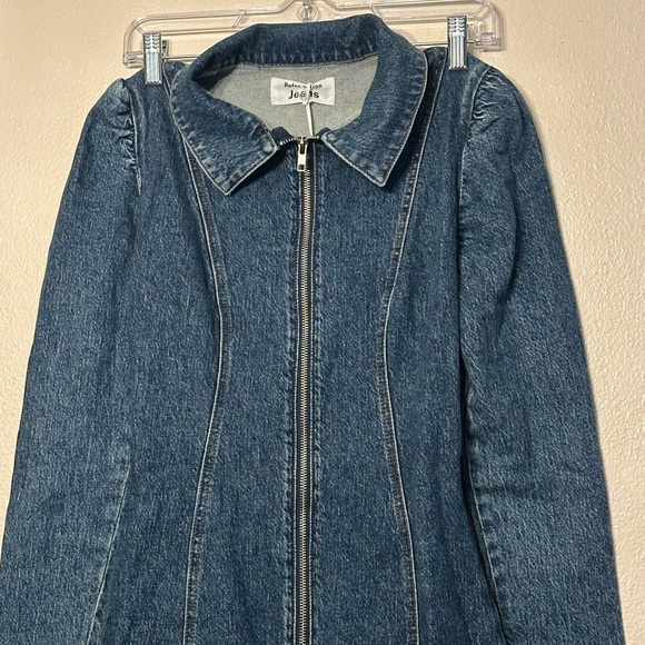 FLAWED NWT Reformation Kensington Denim Mini Dress Newport Blue Size 2 - Picture 4 of 12